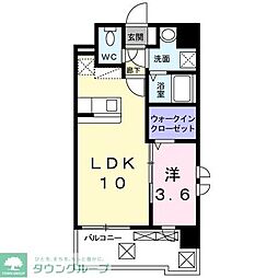グランドクリーンヒット松田 1LDKの間取図画像