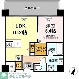 グランデール博多 1LDKの間取図画像