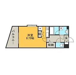 ラセット天神 ワンルームの間取図画像