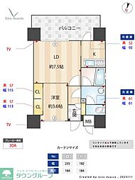 リアンシエルブルー東公園 2Kの間取図画像