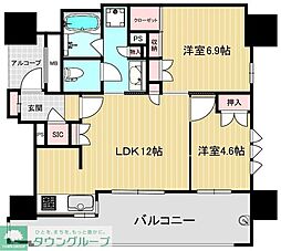 グランドメゾン薬院ザ・タワーレジデンス 2LDKの間取図画像