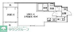 ノヴァイフ桜並木 1LDKの間取図画像