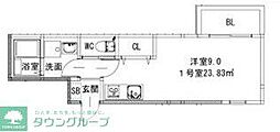 ノヴァイフ桜並木 ワンルームの間取図画像