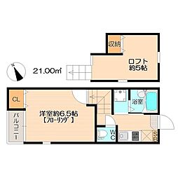 福岡市地下鉄空港線 大濠公園駅 徒歩8分の賃貸アパート 2階1Kの間取り