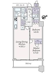 三田ガーデンヒルズE棟 2LDKの間取図画像