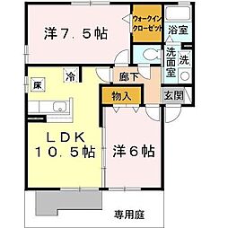 プリーズ淡路B棟 2LDKの間取図画像