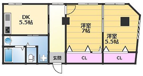 ジャパン幸ビル 302｜大阪府和泉市府中町1丁目(賃貸マンション2K・3階・40.00㎡)の写真 その2