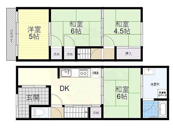 京都府京都市伏見区深草願成町(賃貸テラスハウス4DK・1階・53.63㎡)の写真 その2