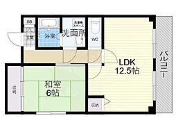 トーシンハイツ桃山 1LDKの間取図画像