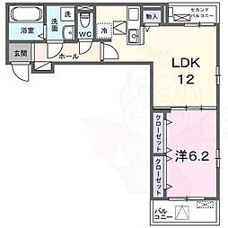 ブルック3 1階1LDKの間取り
