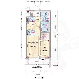 ソルテラス京都JUJO薫 3階1LDKの間取り