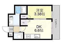 st.Residence深草 1DKの間取図画像