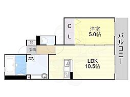 フルーレ神明 1階1LDKの間取り