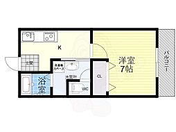 望月コーポ 2階1DKの間取り