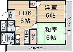 中野ビル 2LDKの間取図画像
