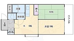 マンションボヌール 2DKの間取図画像