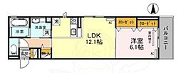 ジュメイラKYOTO2 1LDKの間取図画像