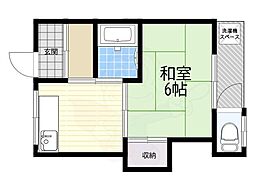 久安荘 1Kの間取図画像