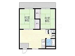 エバー・グリーン宇治弐番館 2DKの間取図画像