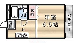 パラドール伏見 1Kの間取図画像