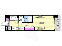 Luxe京都西大路 1Kの間取図画像