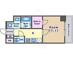 ベラジオ雅び烏丸十条2 1Kの間取図画像