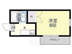 グリシーヌ丹波橋 1Kの間取図画像