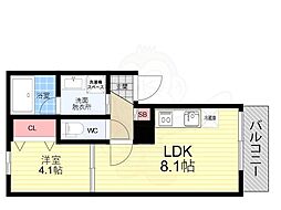 ALEGRIA京都南 1LDKの間取図画像