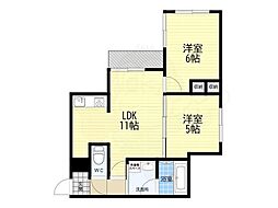 (仮称)伏見区羽束師鴨川町 共同住宅新築工事 2LDKの間取図画像