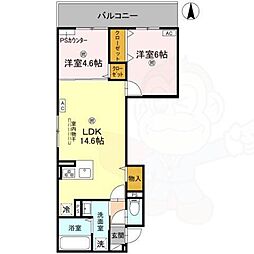 GRAMM北浜 2LDKの間取図画像