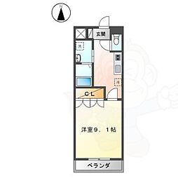 サンパレス 1Kの間取図画像