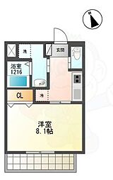 グランディ凌 1Kの間取図画像