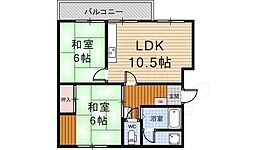 鳥羽街道団地K棟 2LDKの間取図画像