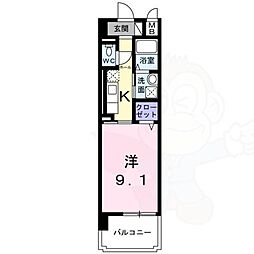 レクイアーレ大宮 1Kの間取図画像