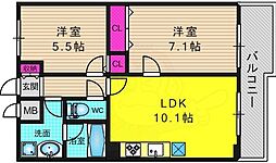 エスポアール西大路 2LDKの間取図画像