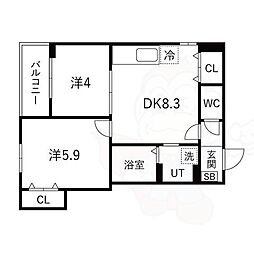 F asecia Kuulei 2DKの間取図画像