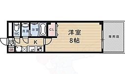 フラッティ龍大前 1Kの間取図画像