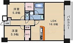 クリスタ京都 1SLDKの間取図画像