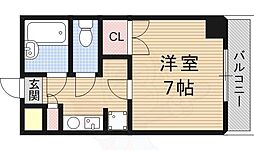 中井マンション新烏丸 1Kの間取図画像