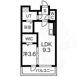 シンフォニー久津川 1LDKの間取図画像