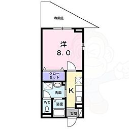 ロゼ・クリスタ2 1Kの間取図画像