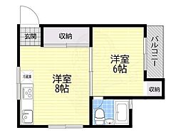 (有)大元ビル 1DKの間取図画像