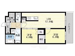 ベルビュー東寺西門通 2LDKの間取図画像