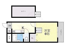 石田マンション 1Kの間取図画像