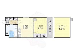 ルーチェ桃山 1LDKの間取図画像