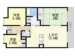 ライオンズマンション京都淀A棟 4LDKの間取図画像