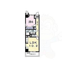 ヴェルデストーリァ2 1LDKの間取図画像