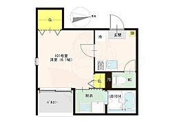 ブラン十条 1Kの間取図画像