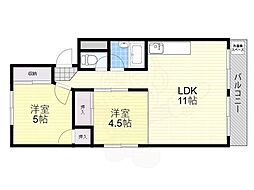 コーポ桃山 2LDKの間取図画像