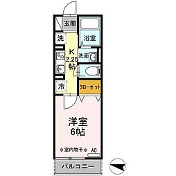 JR横須賀線 新川崎駅 徒歩22分の賃貸アパート 2階1Kの間取り